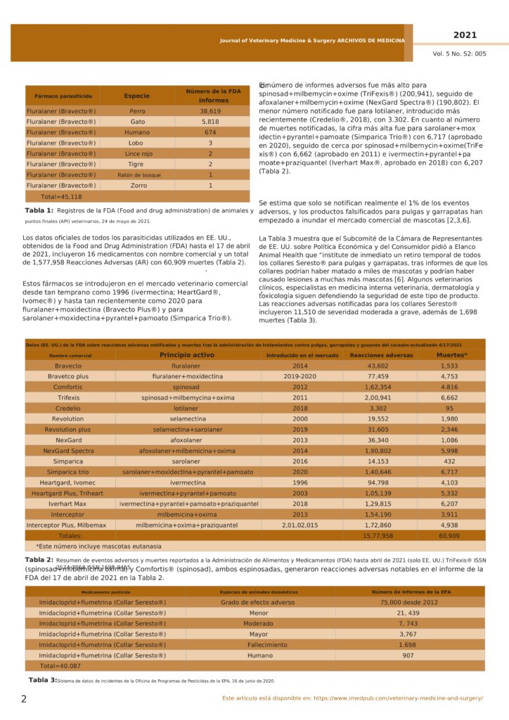 updated summary on use and safety of flea and tick preventives for animals translated spa page 0002