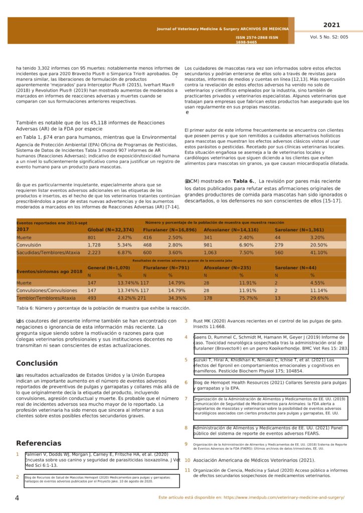 updated summary on use and safety of flea and tick preventives for animals translated spa page 0004